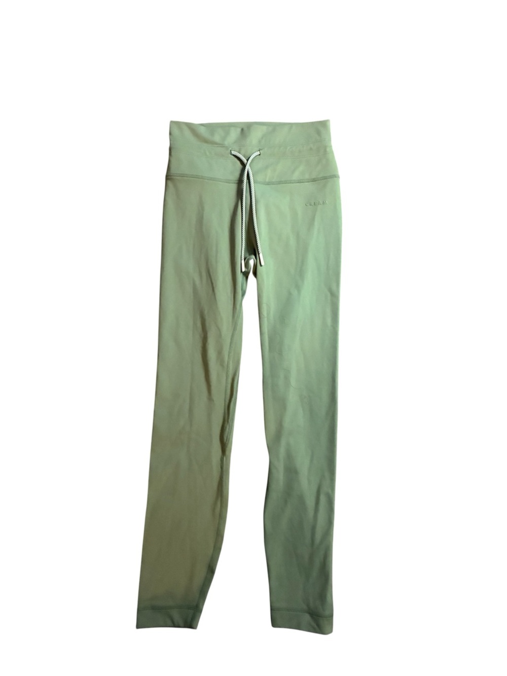 High-Waist Sage Green Leggings with Drawstring